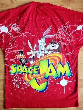 Zara Space Jam AOP Red Graphic Pocket Rare T-Shirt, XL